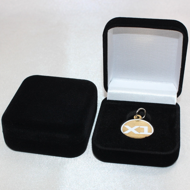 Item F-2S ronde vorm Velvet Box voor badge $munt, mm.52*57*25, gewichten over 26g